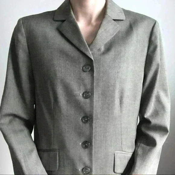 Vintage Anne Klein Women’s Grey Preppy Prep Old Money Wool Coat Blazer 10 Large - Picture 4 of 8